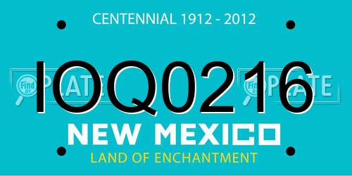 IOQ0216 New Mexico License Plate