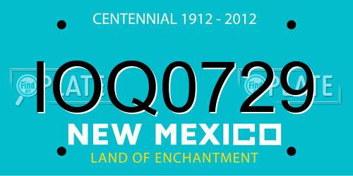 IOQ0729 New Mexico License Plate