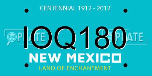 IOQ180 New Mexico License Plate
