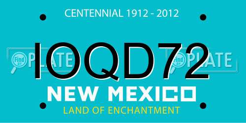 IOQD72 New Mexico License Plate