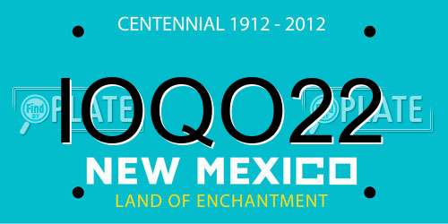 IOQO22 New Mexico License Plate