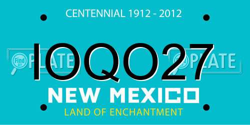 IOQO27 New Mexico License Plate