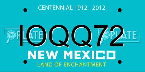 IOQQ72 New Mexico License Plate