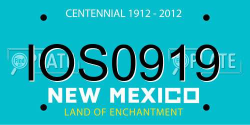 IOS0919 New Mexico License Plate
