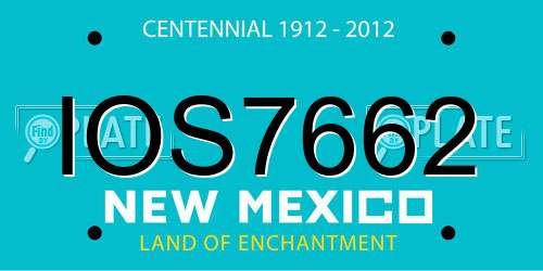 IOS7662 New Mexico License Plate