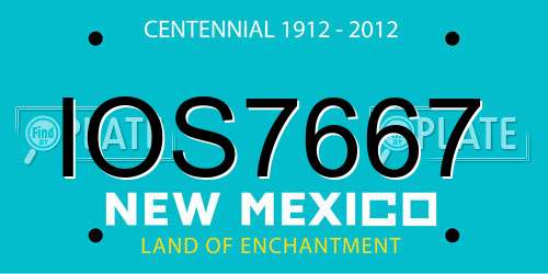 IOS7667 New Mexico License Plate