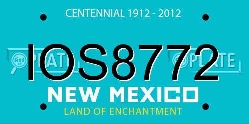 IOS8772 New Mexico License Plate