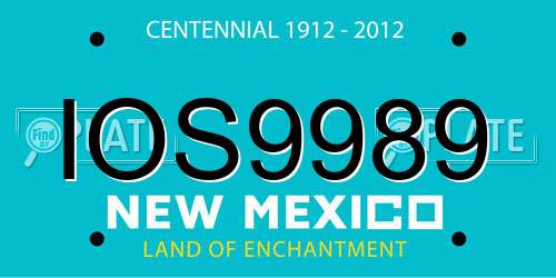 IOS9989 New Mexico License Plate