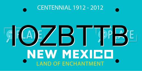 IOZBTTB New Mexico License Plate