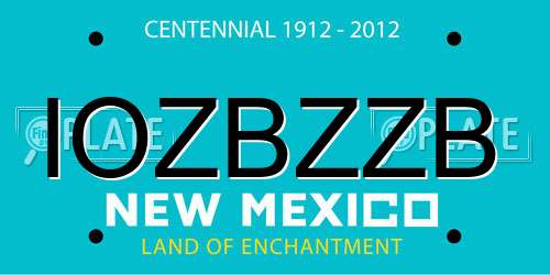 IOZBZZB New Mexico License Plate