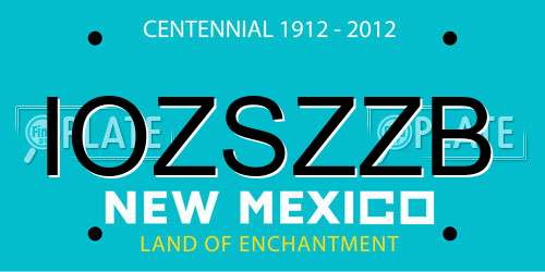 IOZSZZB New Mexico License Plate