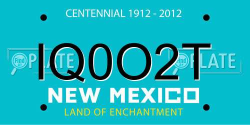 IQ0O2T New Mexico License Plate