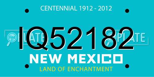 IQ52182 New Mexico License Plate