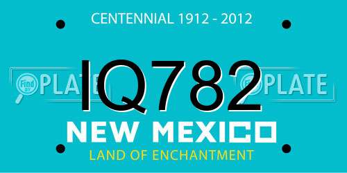 IQ782 New Mexico License Plate