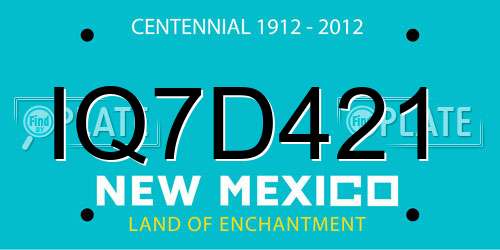 IQ7D421 New Mexico License Plate
