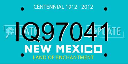 IQ97041 New Mexico License Plate