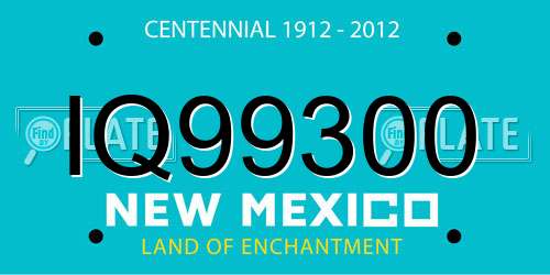 IQ99300 New Mexico License Plate