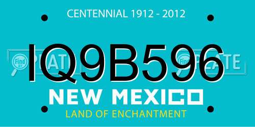 IQ9B596 New Mexico License Plate
