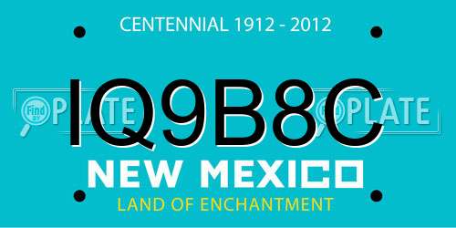 IQ9B8C New Mexico License Plate
