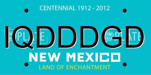 IQDDDGD New Mexico License Plate