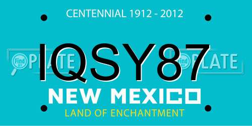 IQSY87 New Mexico License Plate