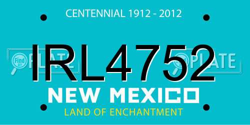 IRL4752 New Mexico License Plate