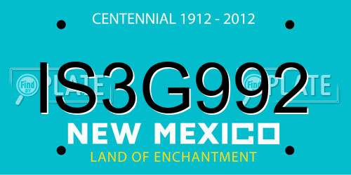 IS3G992 New Mexico License Plate