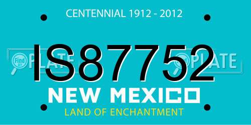 IS87752 New Mexico License Plate