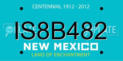 IS8B482 New Mexico License Plate