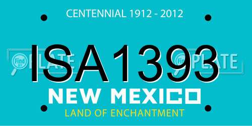ISA1393 New Mexico License Plate