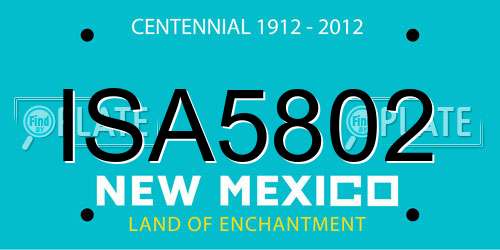 ISA5802 New Mexico License Plate