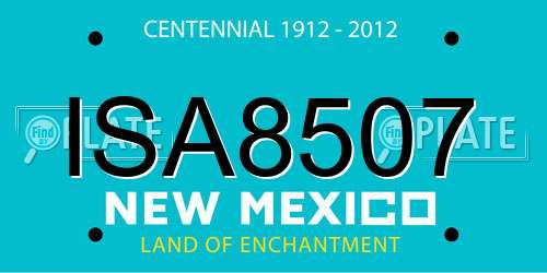 ISA8507 New Mexico License Plate