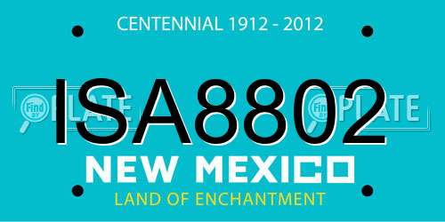ISA8802 New Mexico License Plate