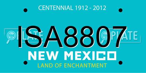 ISA8807 New Mexico License Plate