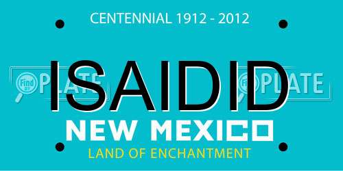 ISAIDID New Mexico License Plate