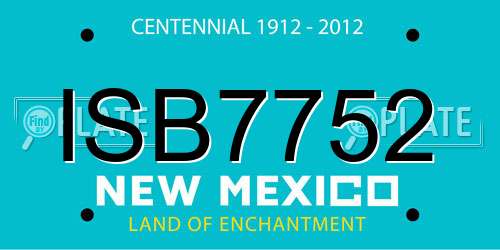 ISB7752 New Mexico License Plate