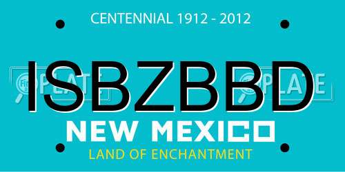 ISBZBBD New Mexico License Plate