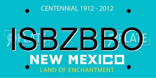 ISBZBBO New Mexico License Plate