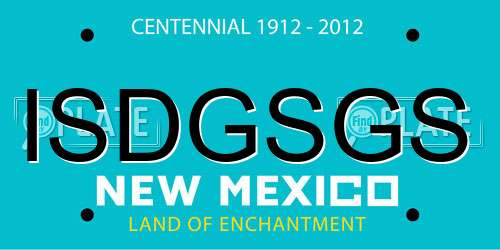 ISDGSGS New Mexico License Plate