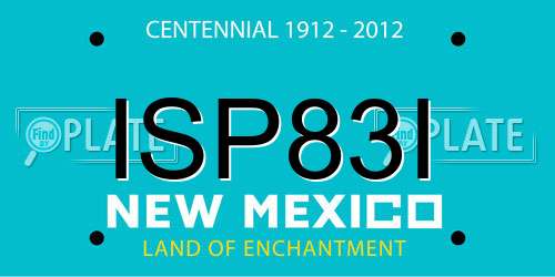 ISP83I New Mexico License Plate