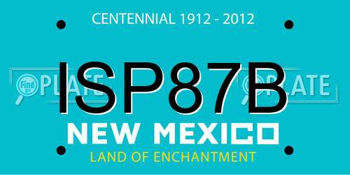 ISP87B New Mexico License Plate