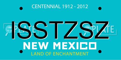 ISSTZSZ New Mexico License Plate