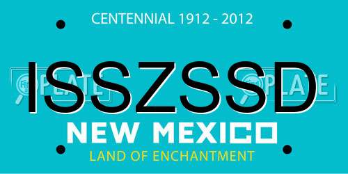 ISSZSSD New Mexico License Plate