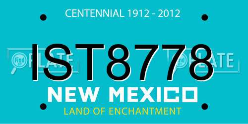 IST8778 New Mexico License Plate