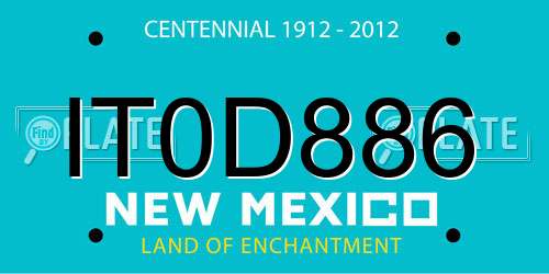 IT0D886 New Mexico License Plate