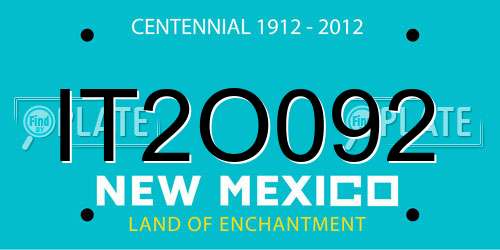 IT2O092 New Mexico License Plate