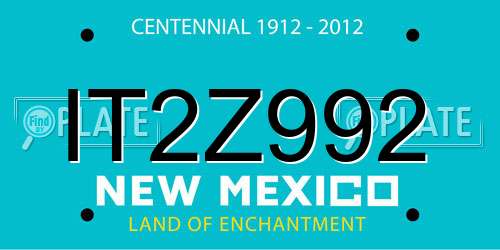 IT2Z992 New Mexico License Plate