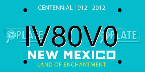 IV80V0 New Mexico License Plate