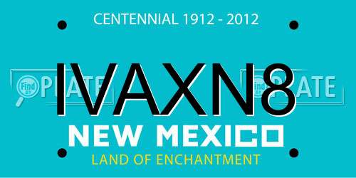 IVAXN8 New Mexico License Plate