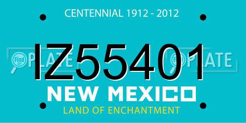 IZ55401 New Mexico License Plate